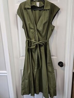 Anthropology, Maeve A-line Olive Greed Dress Size XL